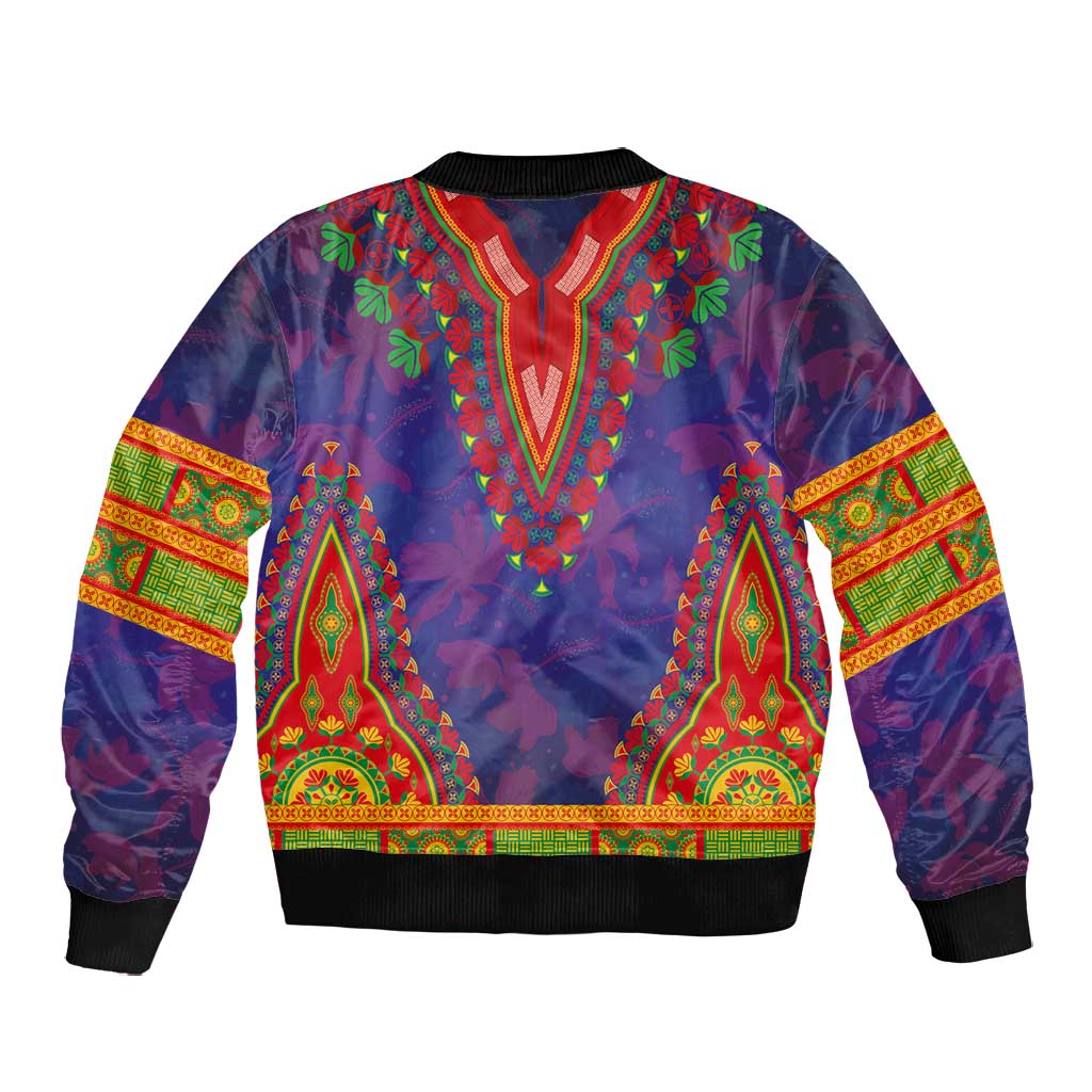 Haiti Bomber Jacket Choeblack Dashiki Style Blue Color