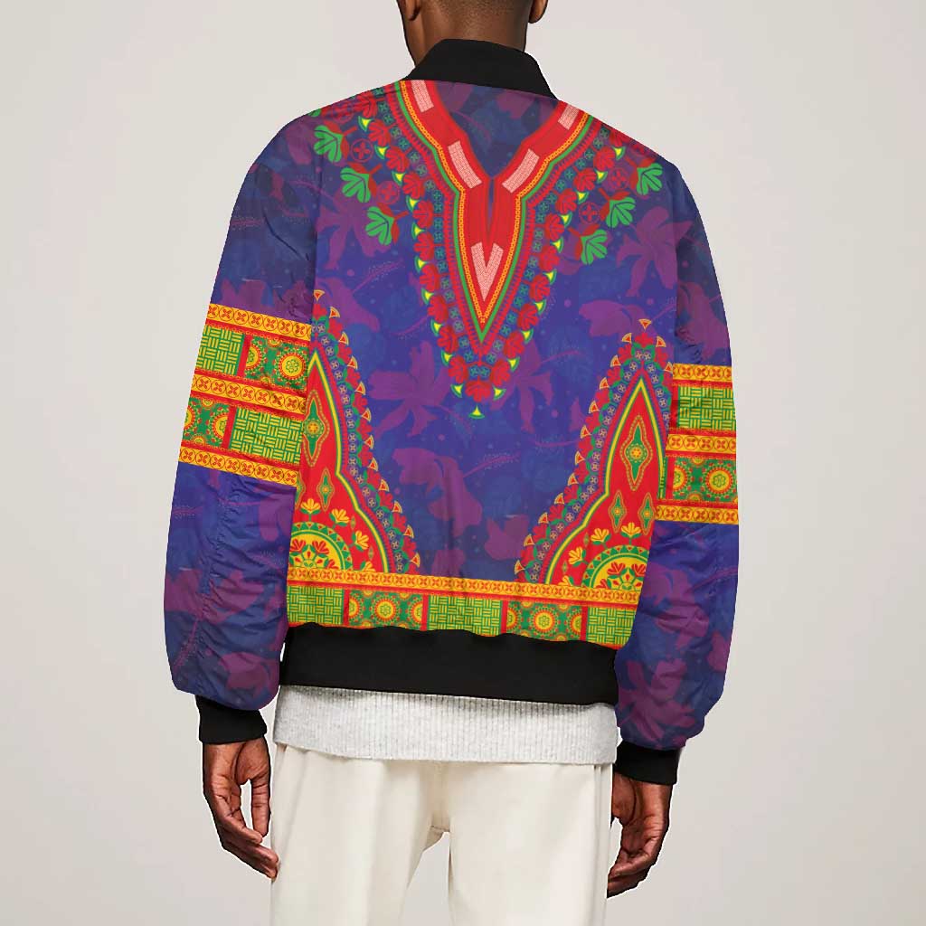 Haiti Bomber Jacket Choeblack Dashiki Style Blue Color