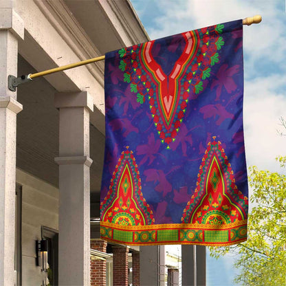 Haiti Garden Flag Choeblack Dashiki Style Blue Color
