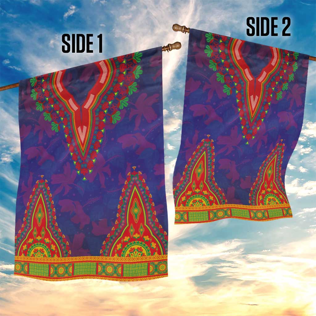 Haiti Garden Flag Choeblack Dashiki Style Blue Color