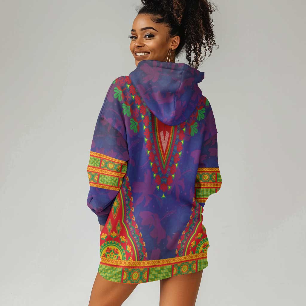 Haiti Hoodie Dress Choeblack Dashiki Style Blue Color