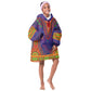 Haiti Kid Wearable Blanket Hoodie Choeblack Dashiki Style Blue Color