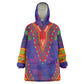 Haiti Kid Wearable Blanket Hoodie Choeblack Dashiki Style Blue Color