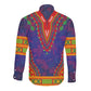 Haiti Long Sleeve Button Shirt Choeblack Dashiki Style Blue Color