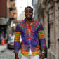 Haiti Long Sleeve Button Shirt Choeblack Dashiki Style Blue Color