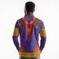 Haiti Long Sleeve Polo Shirt Choeblack Dashiki Style Blue Color