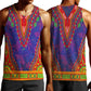 Haiti Men Tank Top Choeblack Dashiki Style Blue Color