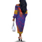 Haiti Off The Shoulder Long Sleeve Dress Choeblack Dashiki Style Blue Color