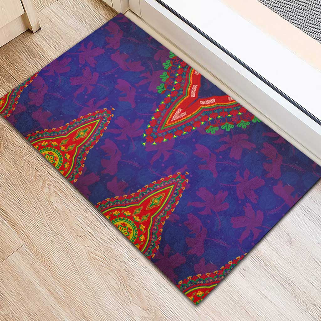 Haiti Rubber Doormat Choeblack Dashiki Style Blue Color