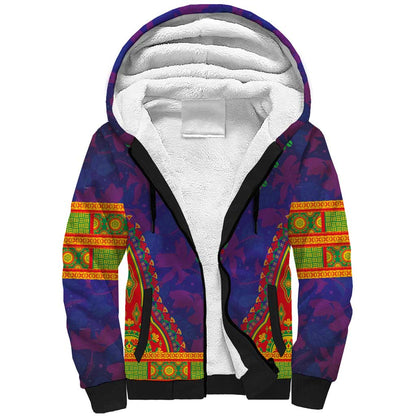 Haiti Sherpa Hoodie Choeblack Dashiki Style Blue Color