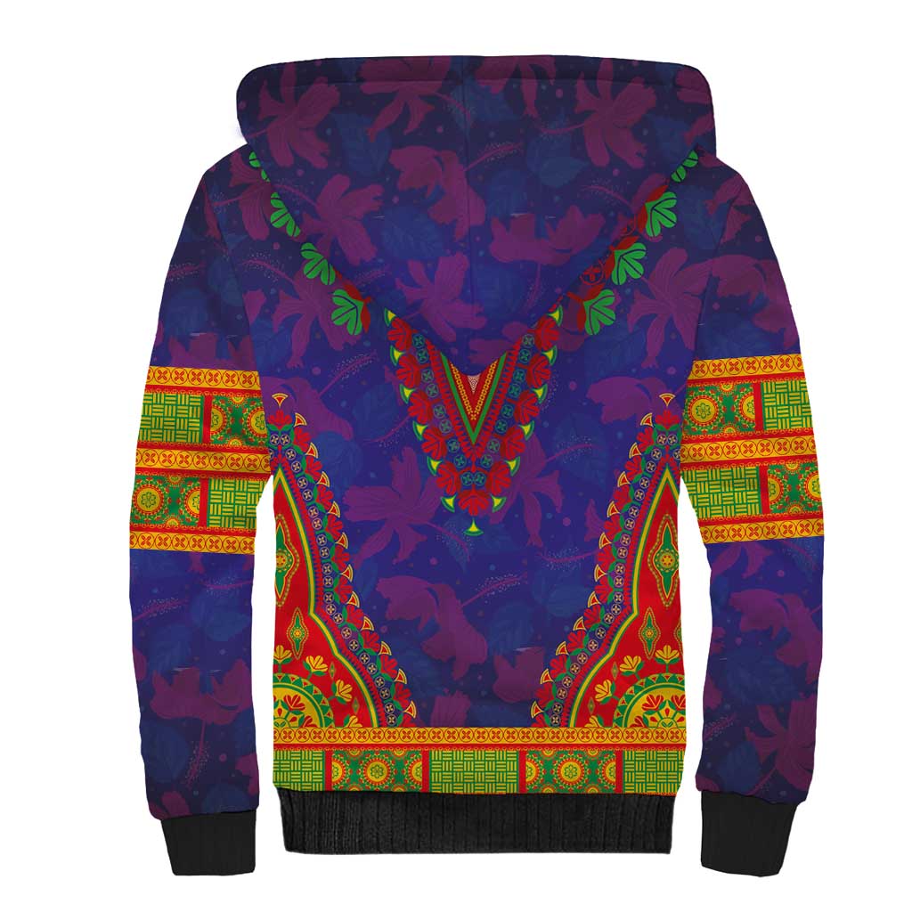 Haiti Sherpa Hoodie Choeblack Dashiki Style Blue Color