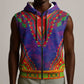 Haiti Sleeveless Zip Hoodie Choeblack Dashiki Style Blue Color - African Pride