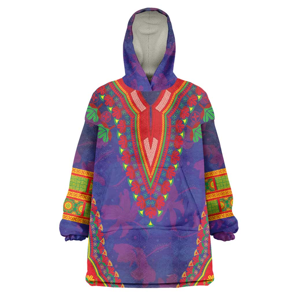 Haiti Wearable Blanket Hoodie Choeblack Dashiki Style Blue Color