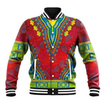 Haiti Baseball Jacket Choeblack Dashiki Style Red Color