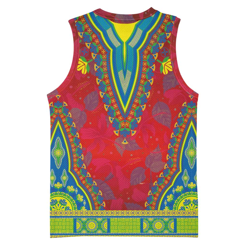 Haiti Basketball Jersey Choeblack Dashiki Style Red Color LT03