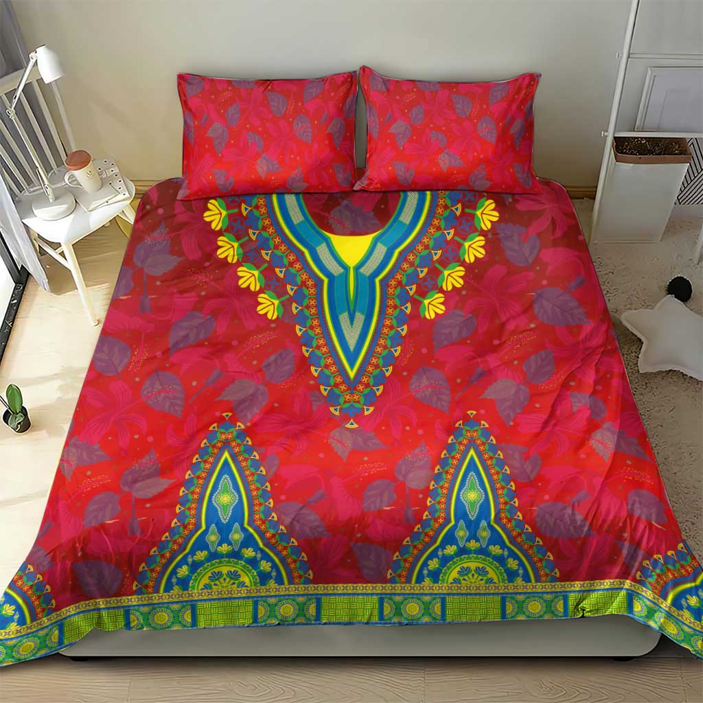 Haiti Bedding Set Choeblack Dashiki Style Red Color