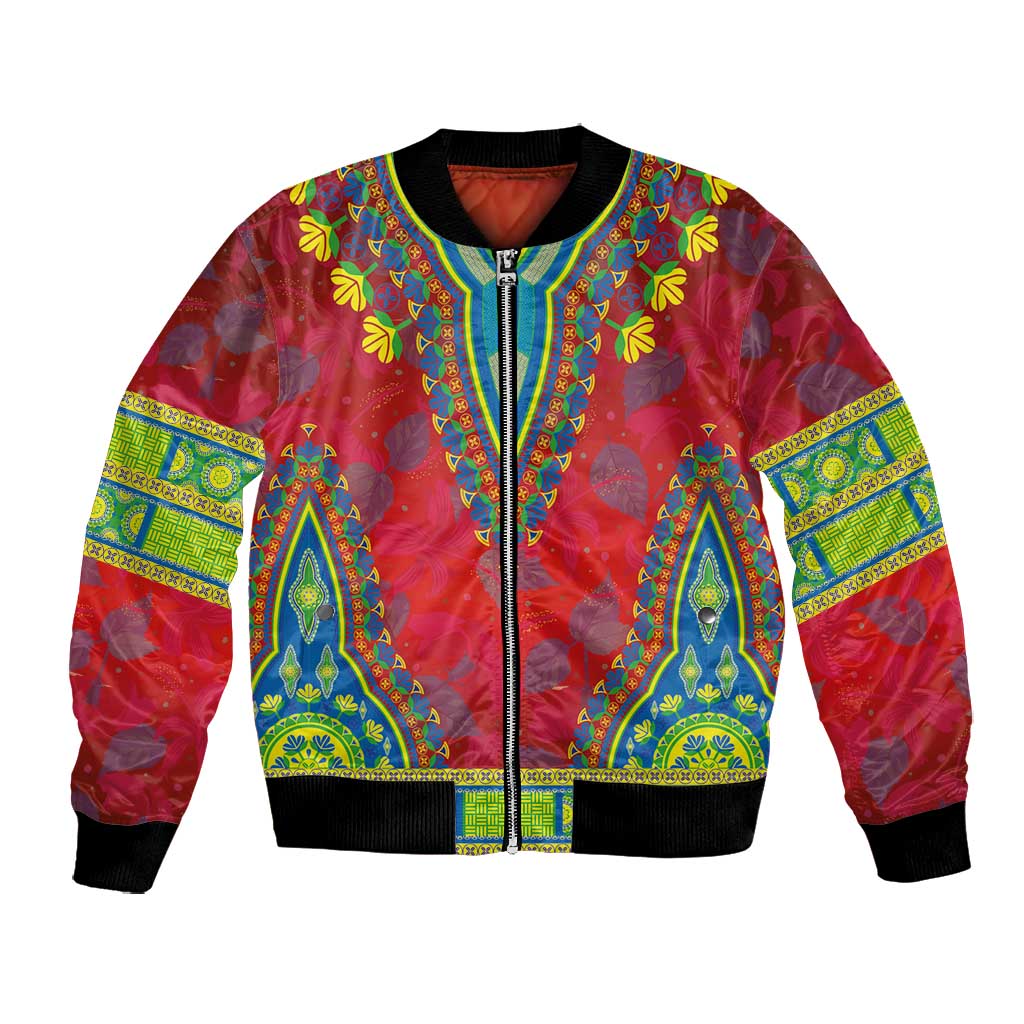 Haiti Bomber Jacket Choeblack Dashiki Style Red Color