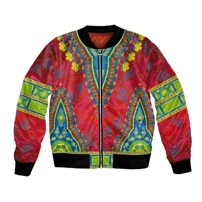 Haiti Bomber Jacket Choeblack Dashiki Style Red Color