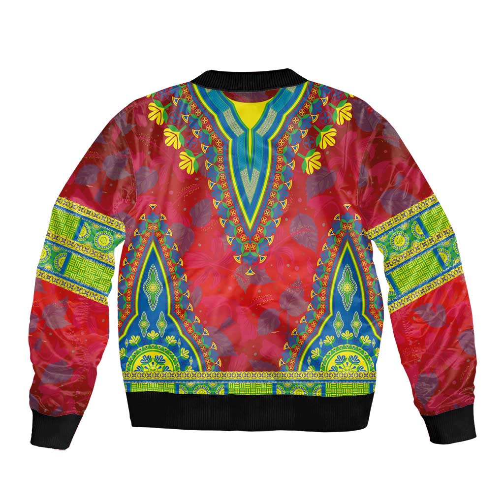 Haiti Bomber Jacket Choeblack Dashiki Style Red Color
