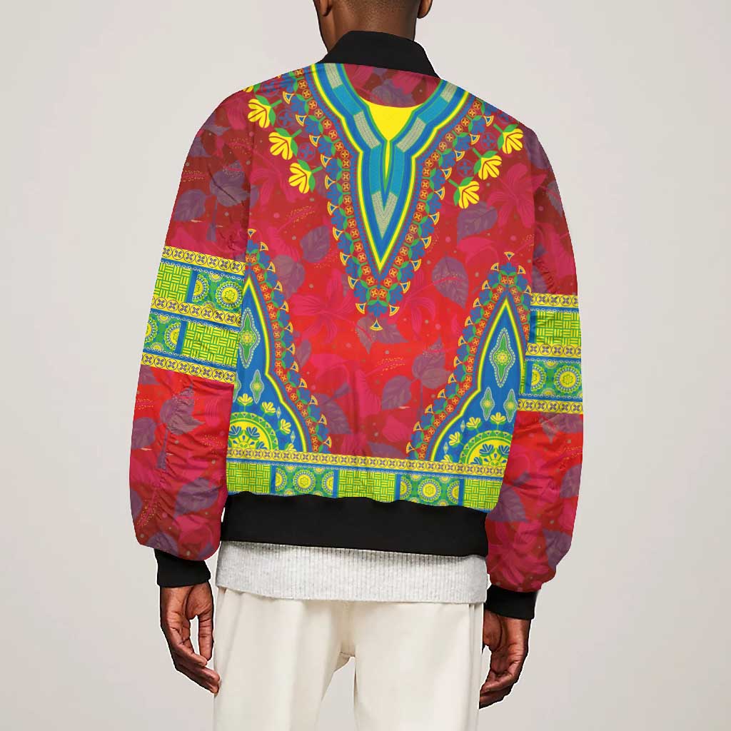 Haiti Bomber Jacket Choeblack Dashiki Style Red Color