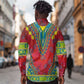 Haiti Long Sleeve Button Shirt Choeblack Dashiki Style Red Color