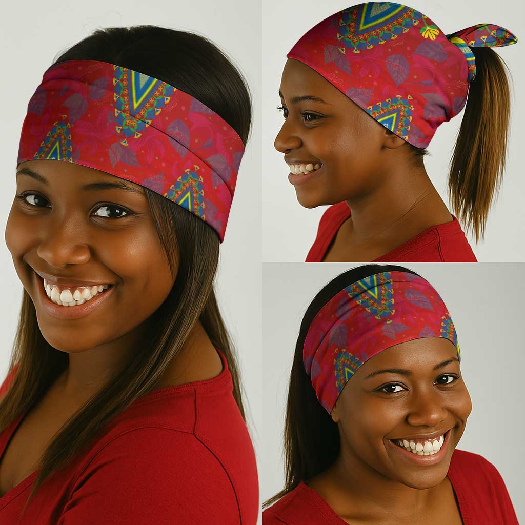 Haiti Neck Gaiter Choeblack Dashiki Style Red Color LT03