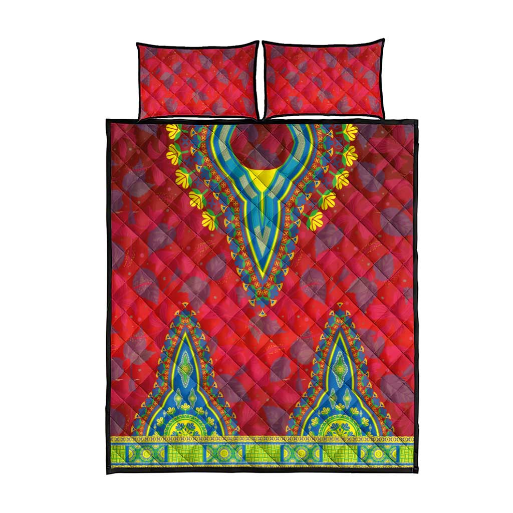 Haiti Quilt Bed Set Choeblack Dashiki Style Red Color