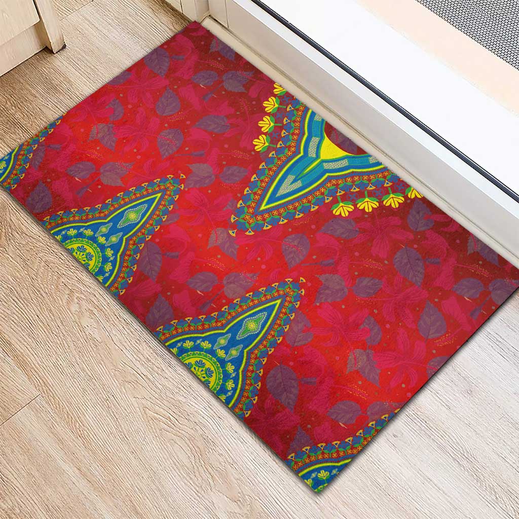 Haiti Rubber Doormat Choeblack Dashiki Style Red Color