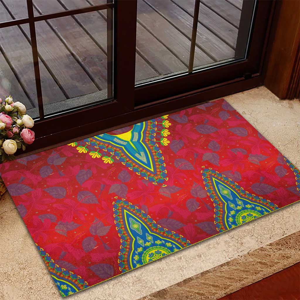Haiti Rubber Doormat Choeblack Dashiki Style Red Color