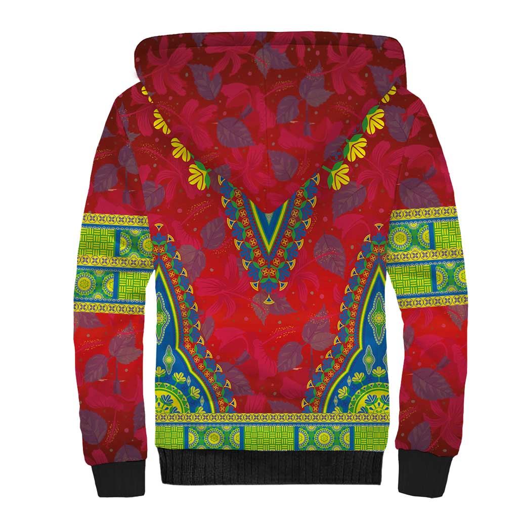 Haiti Sherpa Hoodie Choeblack Dashiki Style Red Color