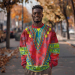 Haiti Sweatshirt Choeblack Dashiki Style Red Color