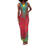 Haiti Tank Maxi Dress Choeblack Dashiki Style Red Color
