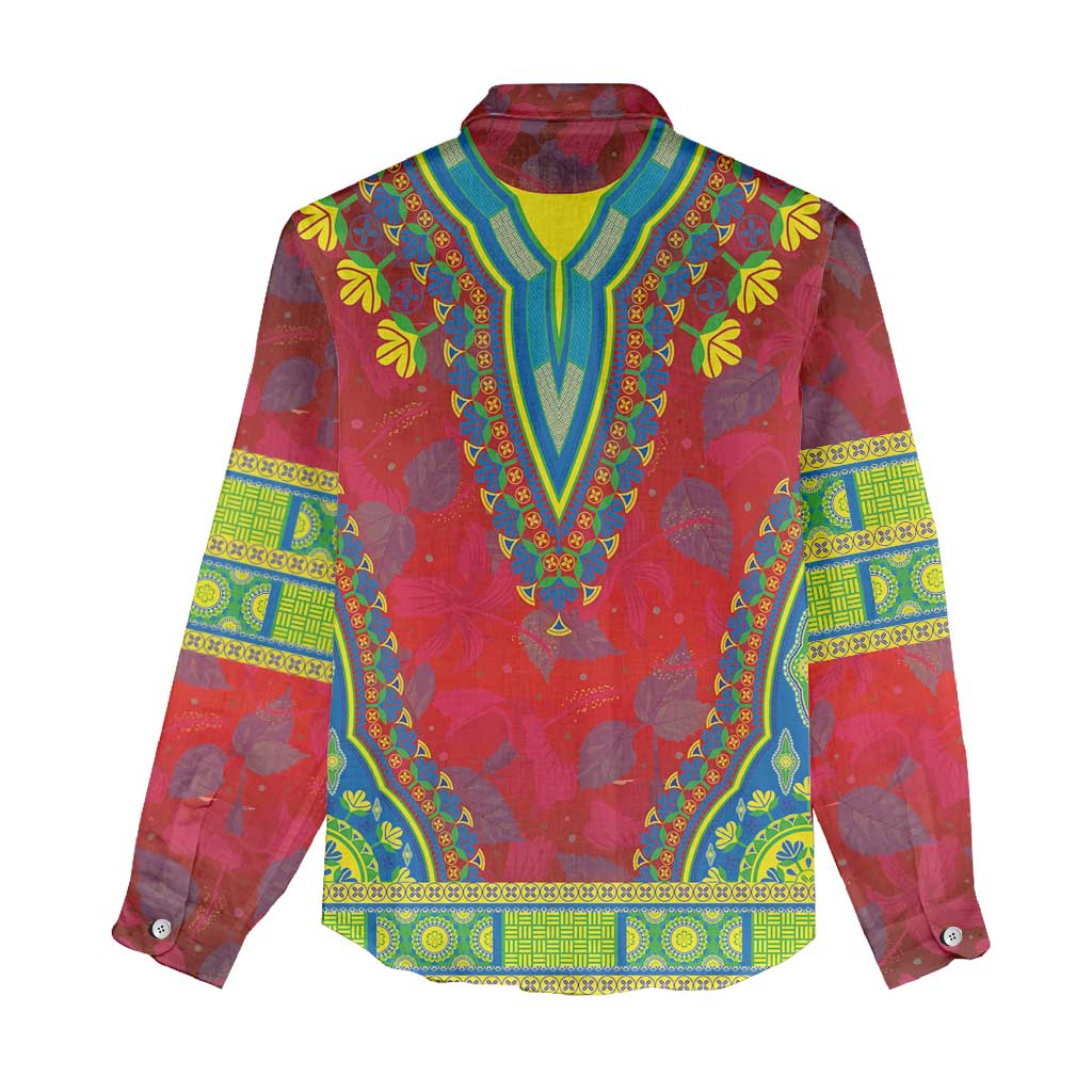 Haiti Women Casual Shirt Choeblack Dashiki Style Red Color