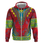 Haiti Zip Hoodie Choeblack Dashiki Style Red Color