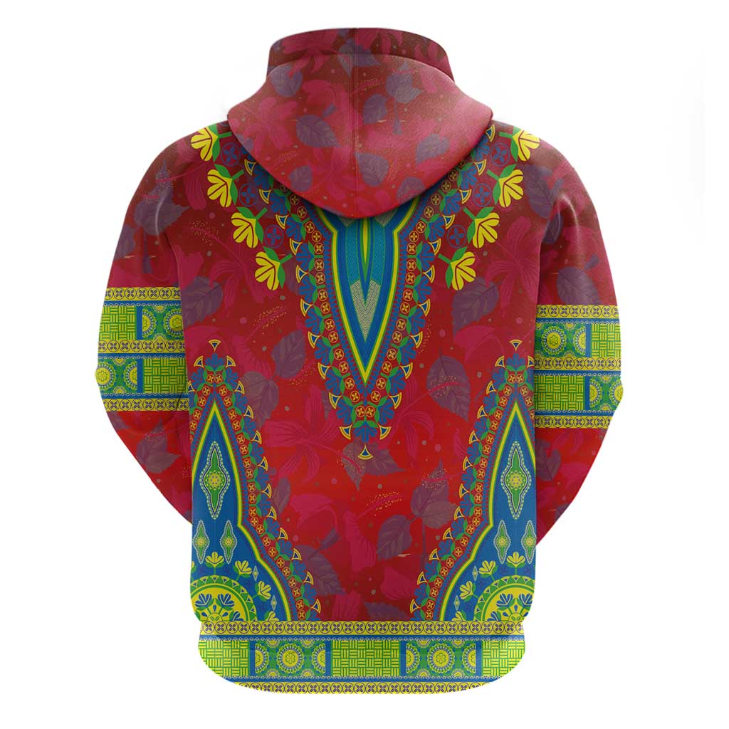 Haiti Zip Hoodie Choeblack Dashiki Style Red Color