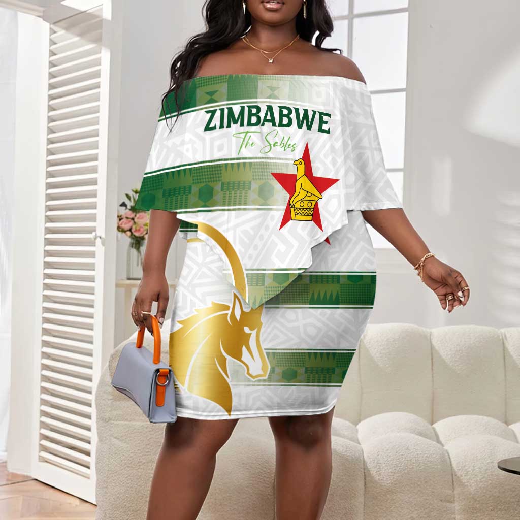 Custom Zimbabwe Rugby Champions of Africa Off Shoulder Short Dress The Gold Sables Version - African Pride