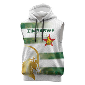 Custom Zimbabwe Rugby Champions of Africa Sleeveless Hoodie The Gold Sables Version - African Pride