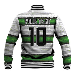 Custom Zimbabwe Rugby Baseball Jacket Geometric Chevron Wall Motif Stripes Style