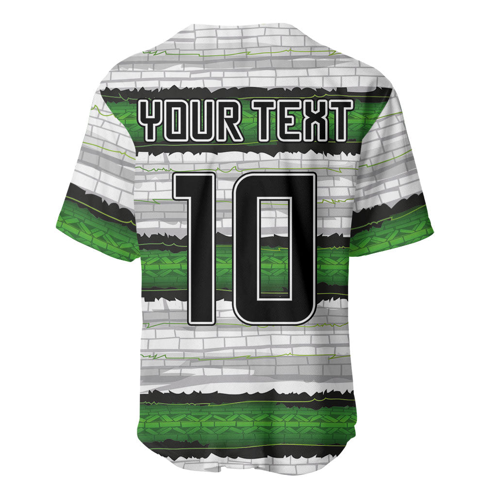 Custom Zimbabwe Rugby Baseball Jersey Geometric Chevron Wall Motif Stripes Style