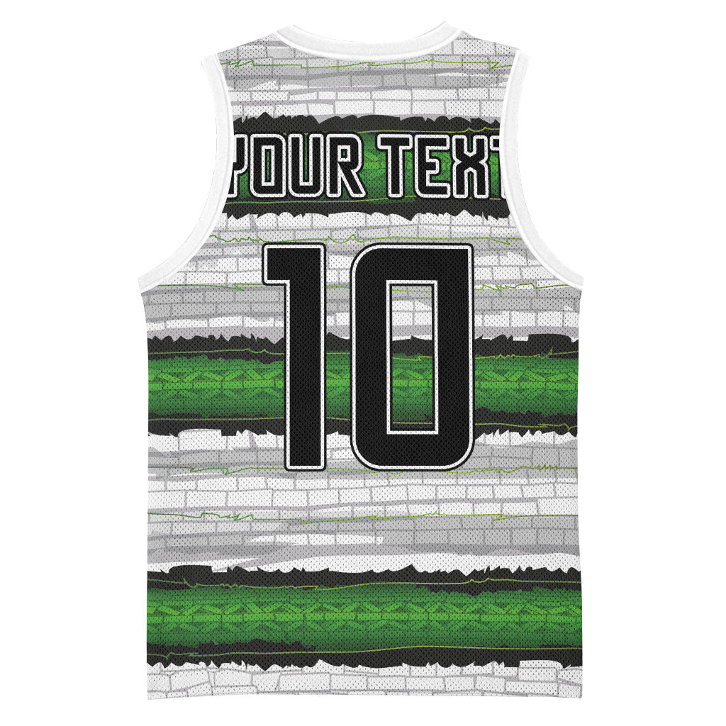 Custom Zimbabwe Rugby Basketball Jersey Geometric Chevron Wall Motif Stripes Style