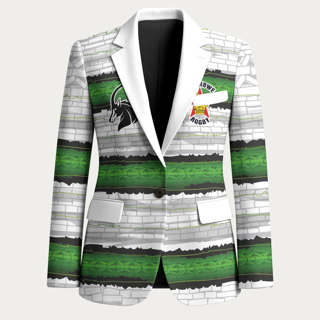 Custom Zimbabwe Rugby Blazer Geometric Chevron Wall Motif Stripes Style