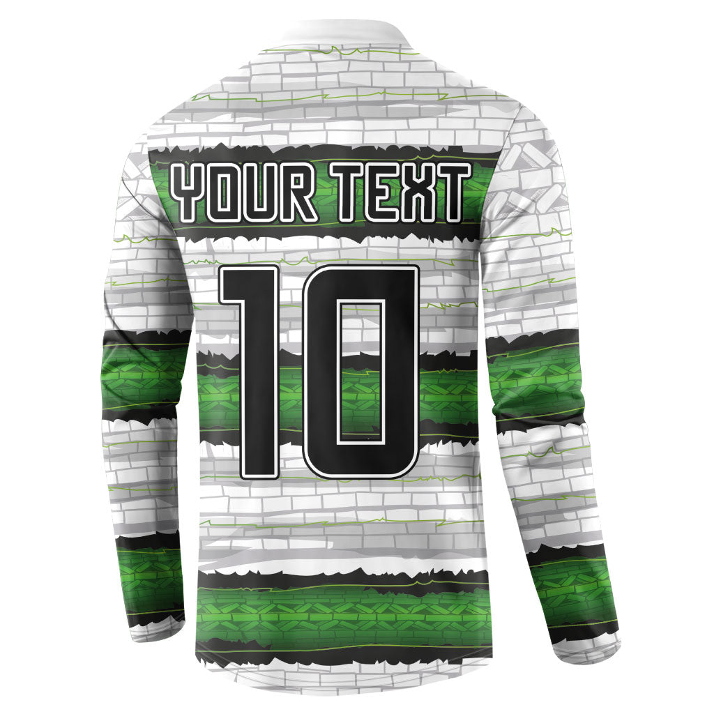 Custom Zimbabwe Rugby Button Sweatshirt Geometric Chevron Wall Motif Stripes Style