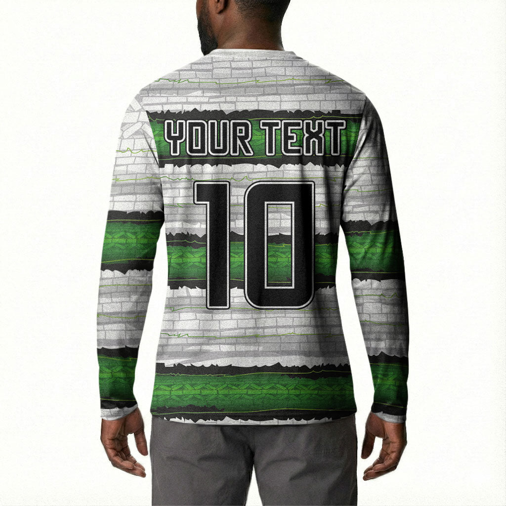 Custom Zimbabwe Rugby Button Sweatshirt Geometric Chevron Wall Motif Stripes Style