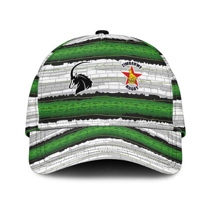 Zimbabwe Rugby Classic Cap Geometric Chevron Wall Motif Stripes Style