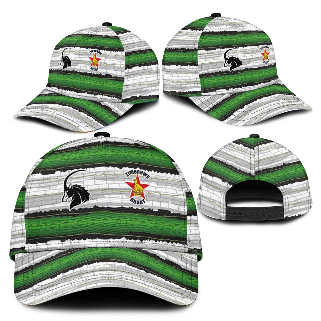 Zimbabwe Rugby Classic Cap Geometric Chevron Wall Motif Stripes Style