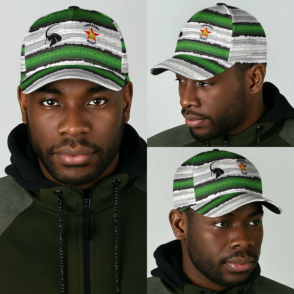 Zimbabwe Rugby Classic Cap Geometric Chevron Wall Motif Stripes Style