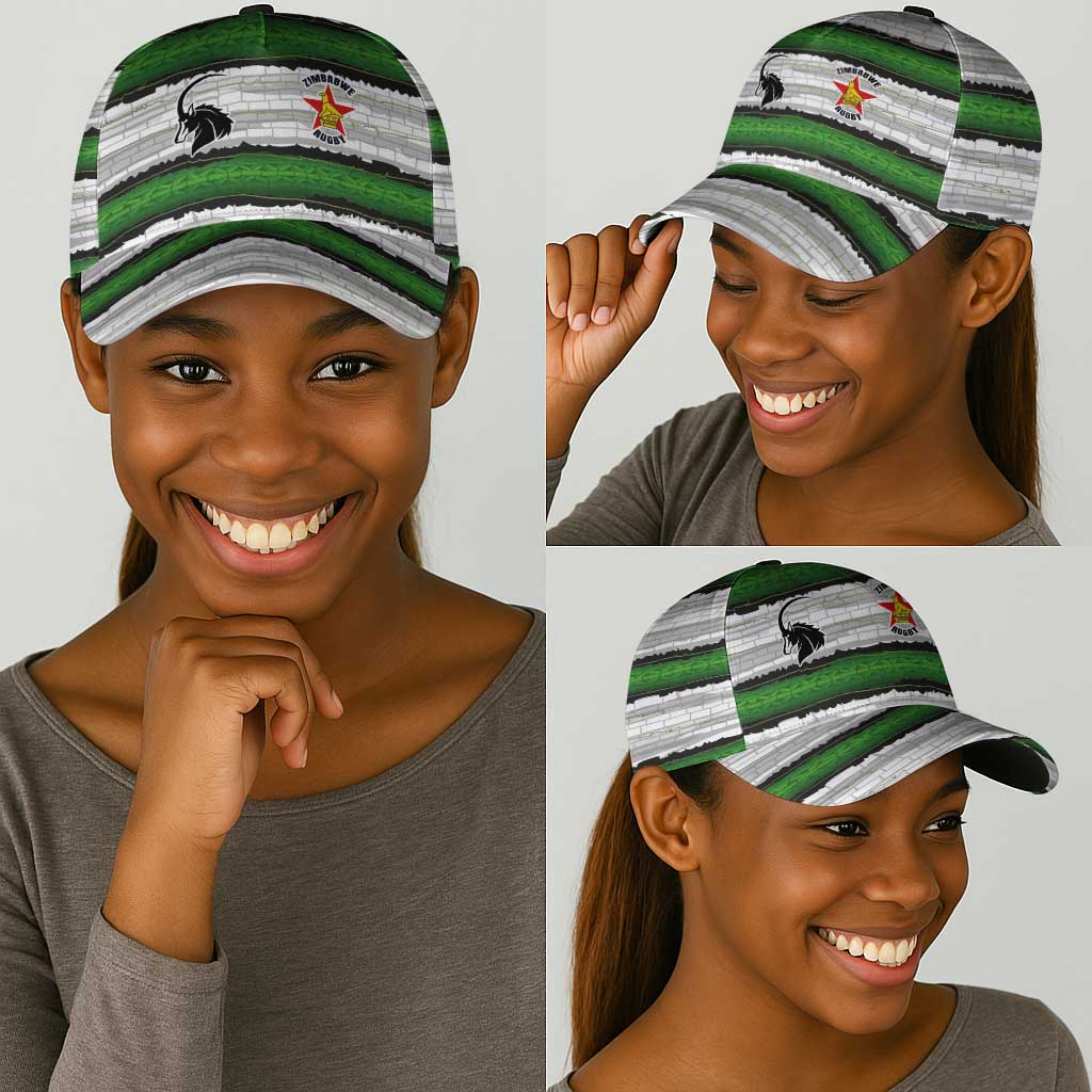 Zimbabwe Rugby Classic Cap Geometric Chevron Wall Motif Stripes Style