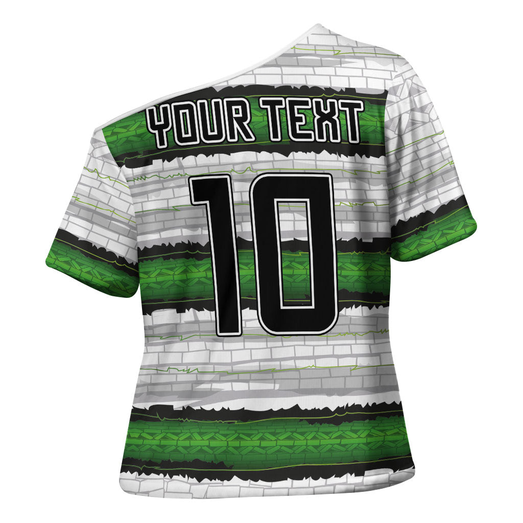 Custom Zimbabwe Rugby Cross Shoulder Shirt Geometric Chevron Wall Motif Stripes Style