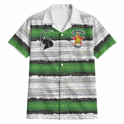 Custom Zimbabwe Rugby Hawaiian Shirt Geometric Chevron Wall Motif Stripes Style