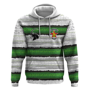 Custom Zimbabwe Rugby Hoodie Geometric Chevron Wall Motif Stripes Style